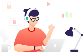 Illustration of user with laptop